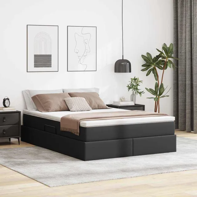 vidaXL Opslag bed met matras met matras Zwart 140 x 200 cm Nep Leer