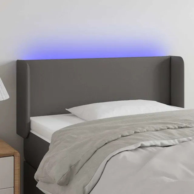 vidaXL Hoofdbord LED 93x16x78/88 cm kunstleer grijs