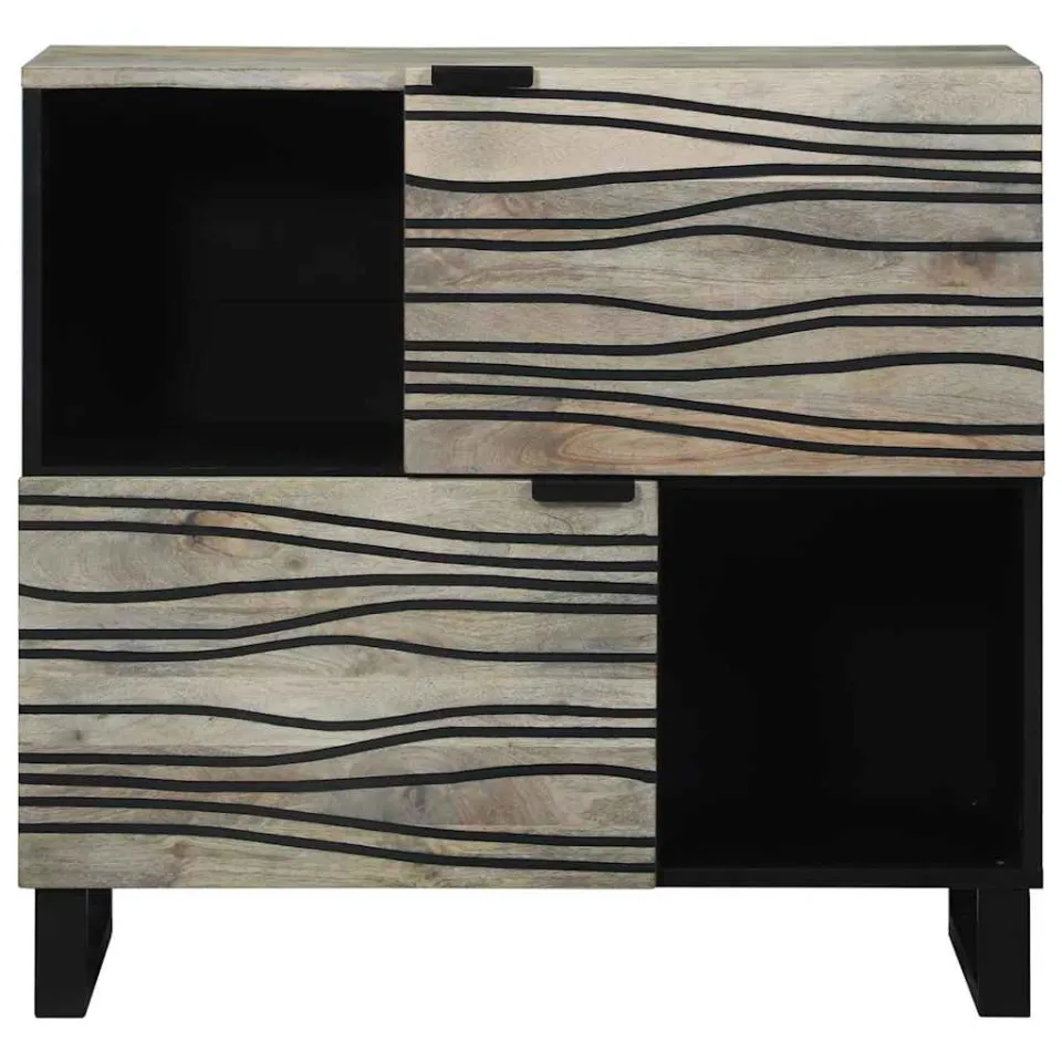vidaXL Dressoir Wit 80 x 33 x 75 cm massief mangohout, foto 3