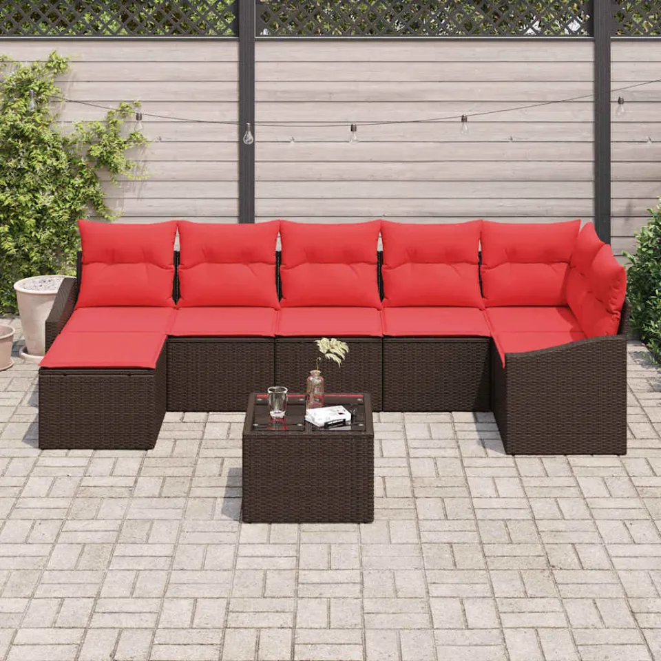 vidaXL Bankstel 8 st Bruin poly rattan, foto 2