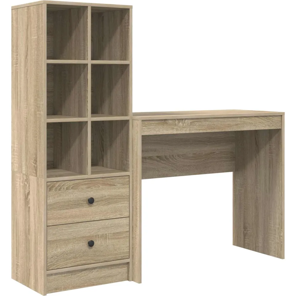 vidaXL Bureau Sonoma Eiken 135,5 x 40 x 127 cm 2 st, foto 3