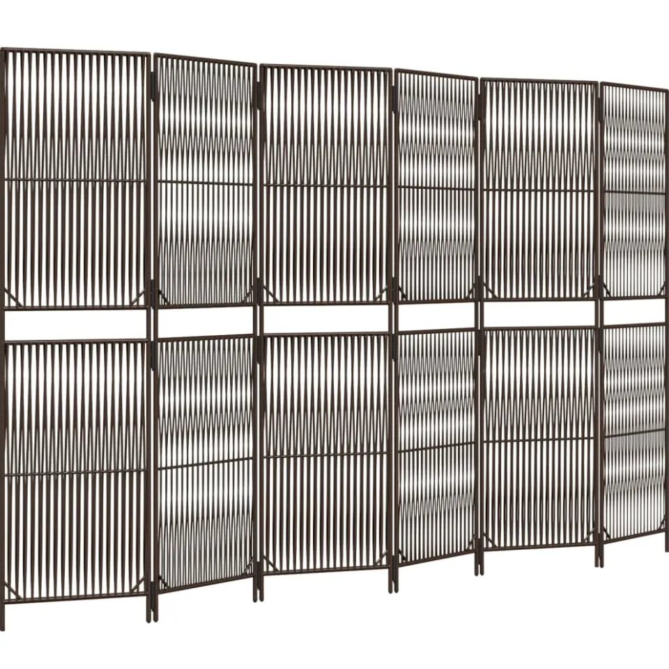 vidaXL Kamerscherm 6 panelen poly rattan bruin
