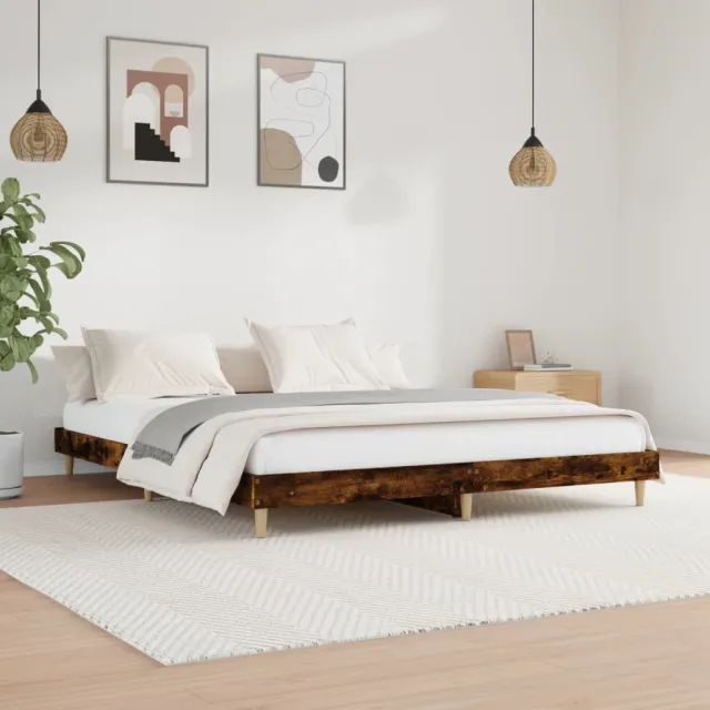 vidaXL Bedframe zonder matras 200x200 cm spaanplaat gerookt eiken
