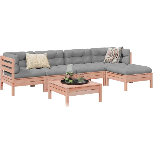 vidaXL 6-delige Loungeset met kussens massief douglas vurenhout Bruin