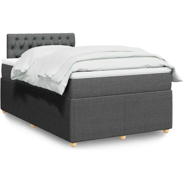 vidaXL Boxspring met matras stof donkergrijs 120x190 cm grijs
