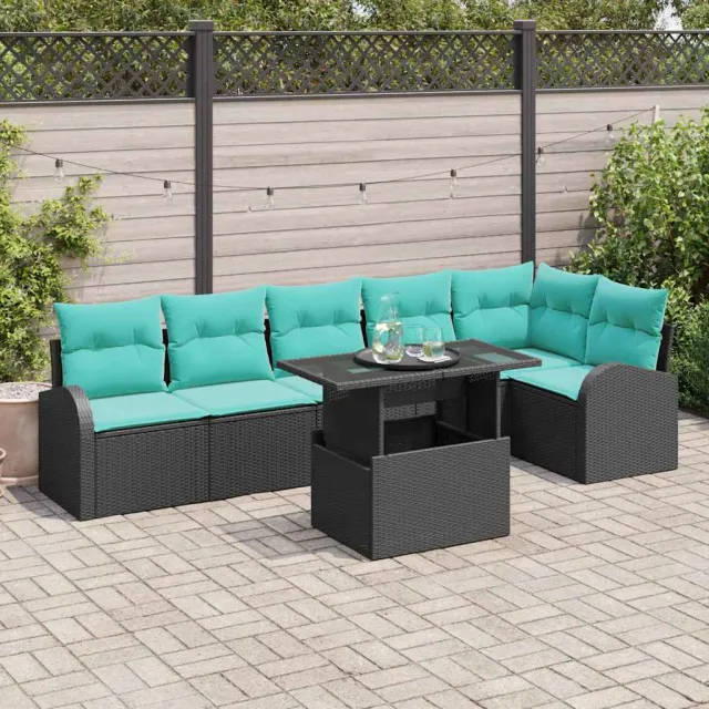 vidaXL Tuin Sofa Set 7 st Zwart Poly riet