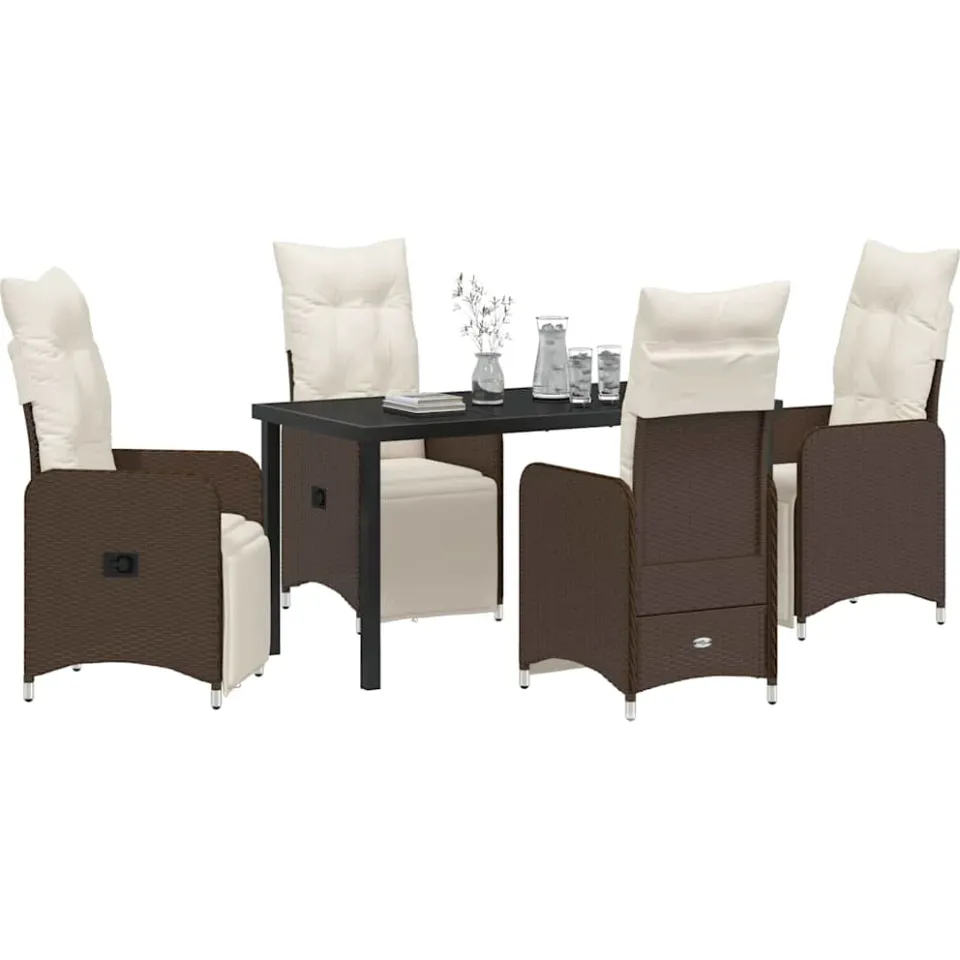 vidaXL Tuin eettafelset 5 st Bruin poly rattan