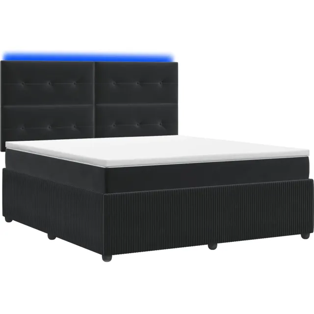 vidaXL LED Boxspring Bed met Matras Zwart 140 x 190 cm Fluweel