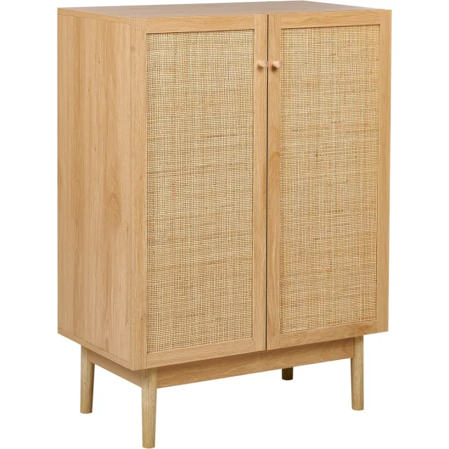 Beliani NIVO - Dressoir - Lichtbruin - 2 deuren - Hout/Rotan