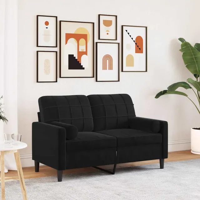 vidaXL Tweezitsbank met sierkussens 120 cm fluweel zwart