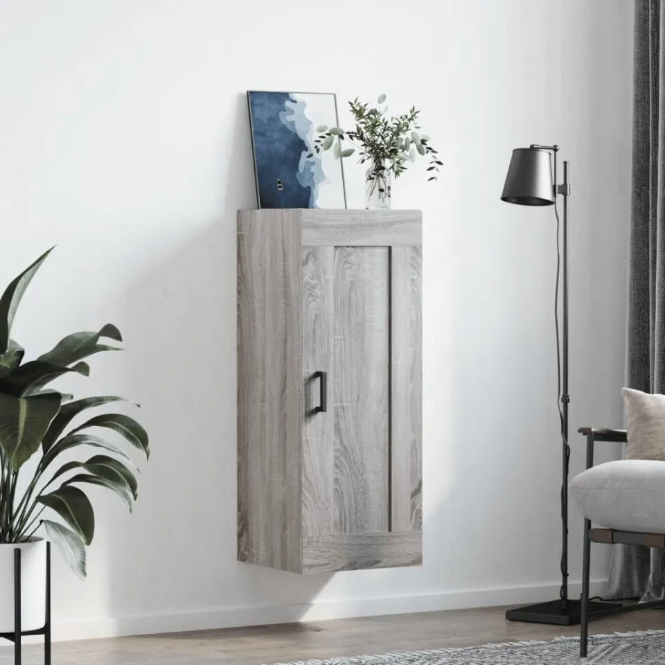 vidaXL Wandkast 34,5x34x90 cm bewerkt hout grijs sonoma eikenkleurig, foto 2