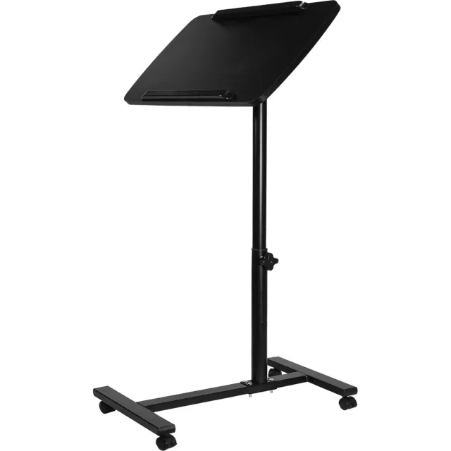 QUVIO Laptoptafel - Bijzettafel laptop - Laptop standaard - Laptoptafeltje - Presentatietafel - Laptop verhoger - Hoogte verstelbaar - Verrijdbaar Zwart