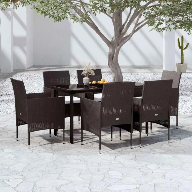 vidaXL 7-delige Tuinset met kussens zwart, foto 2