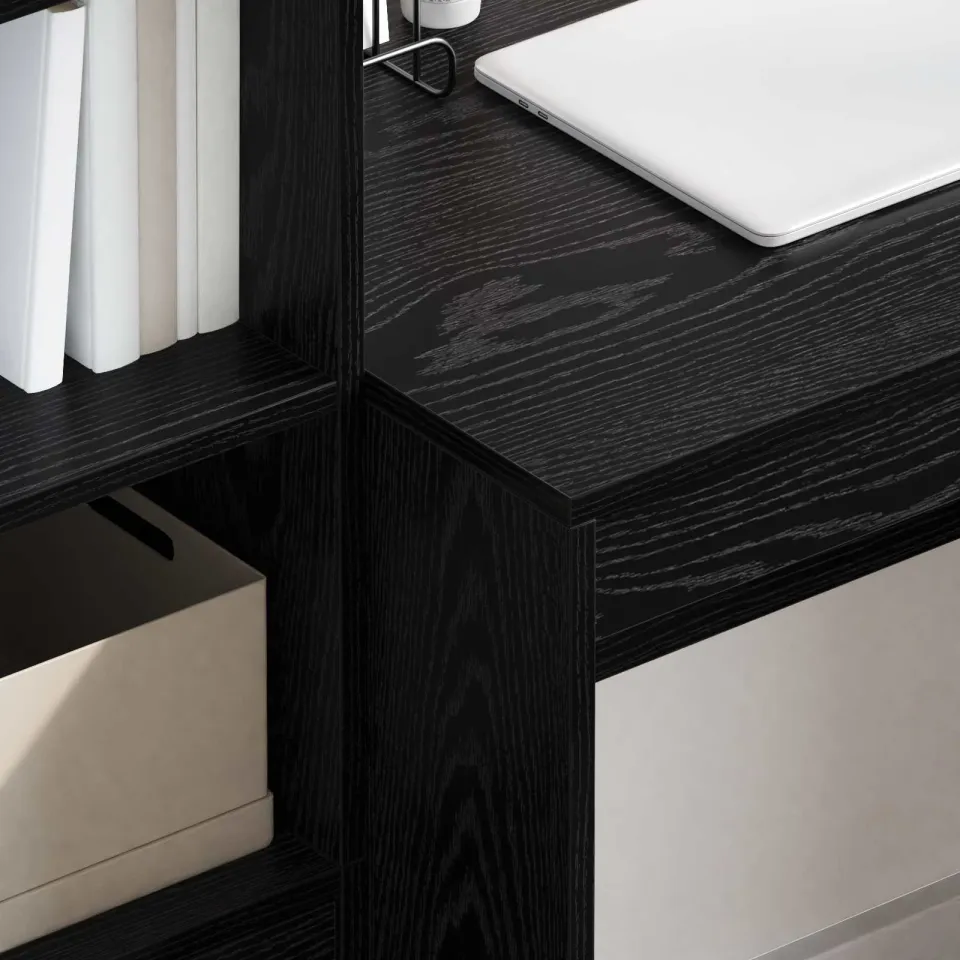 vidaXL Bureau Zwart Eiken 145.5 x 50 x 127 cm 2 st, foto 4