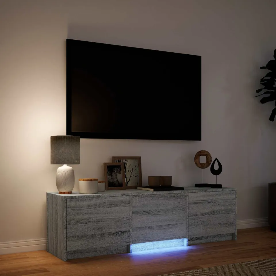 vidaXL TV-kast met LED 140x34x40 cm Grijs Sonoma Geconstrueerd hout, foto 4