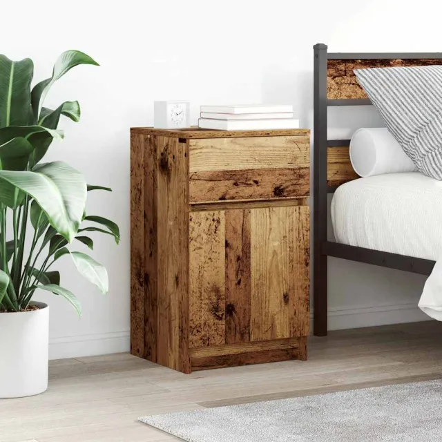 vidaXL Nachtkastjes 2 st 39x35x65 cm bewerkt hout oud houtkleurig bruin, foto 2
