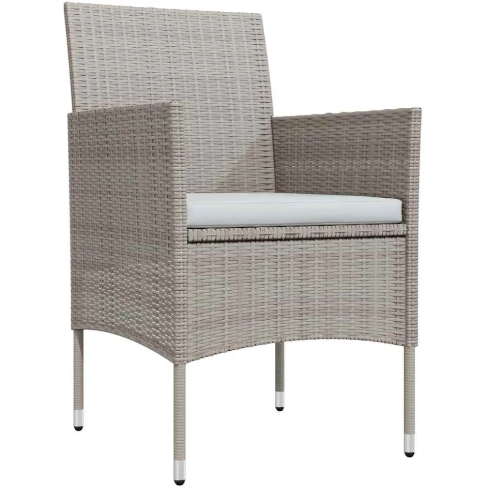 vidaXL 5-delige Tuinset met kussens beige en zwart
