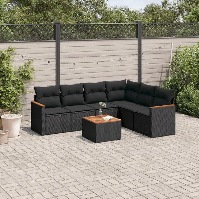 vidaXL Patio Sofa Set 6-zits Black, foto 2