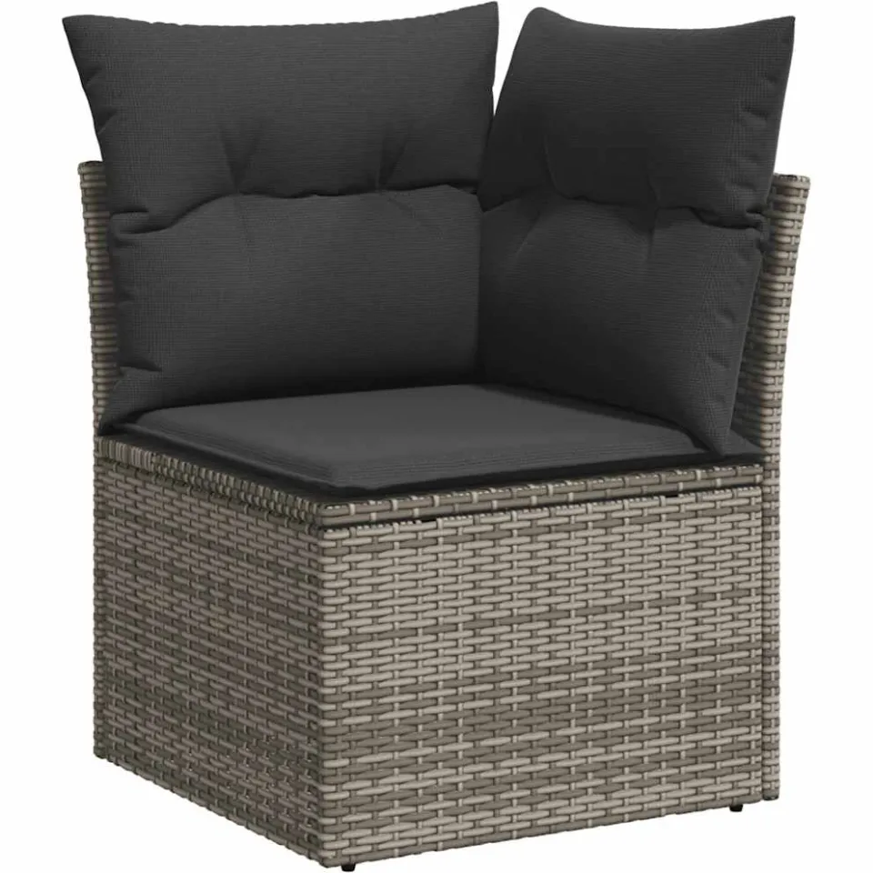 vidaXL 7-delige Loungeset met kussens poly rattan zwart, foto 4
