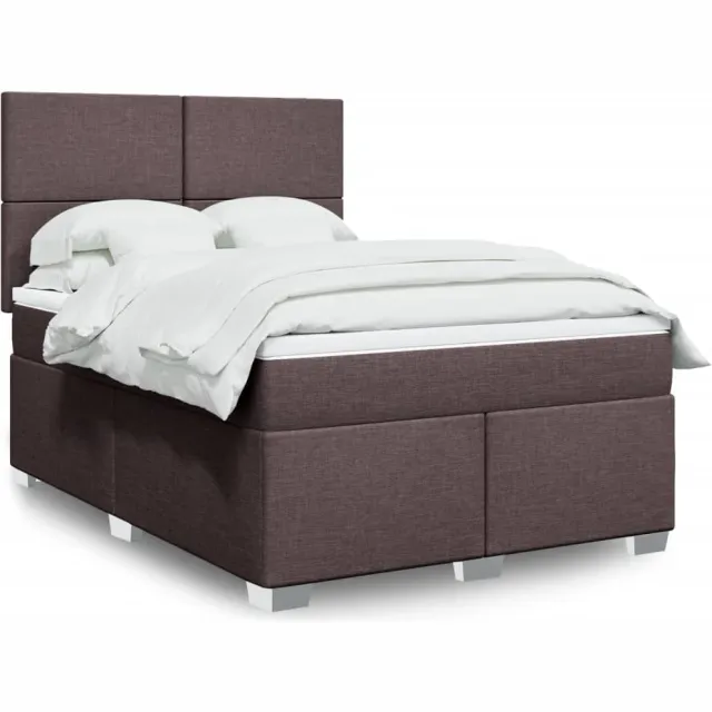 vidaXL Boxspring met matras stof donkerbruin 140x190 cm bruin