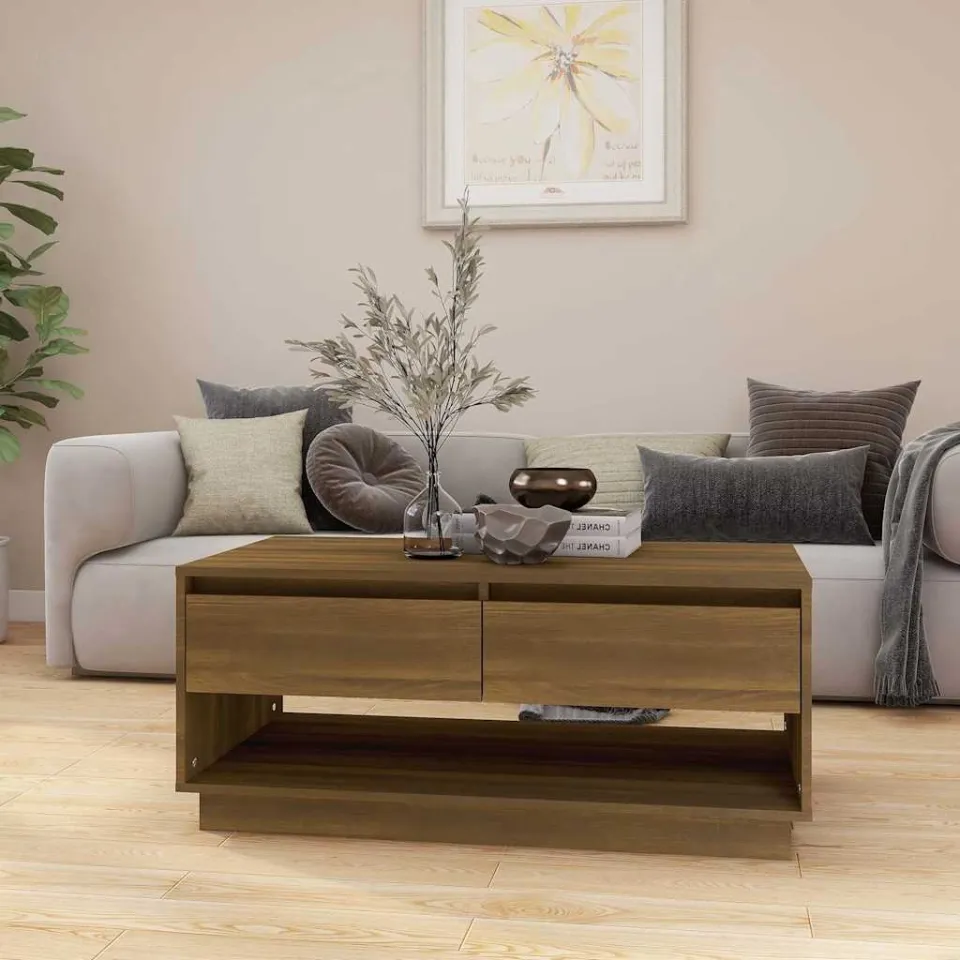 vidaXL Salontafel 102,5x55x44 cm bewerkt hout bruin eikenkleurig, foto 3