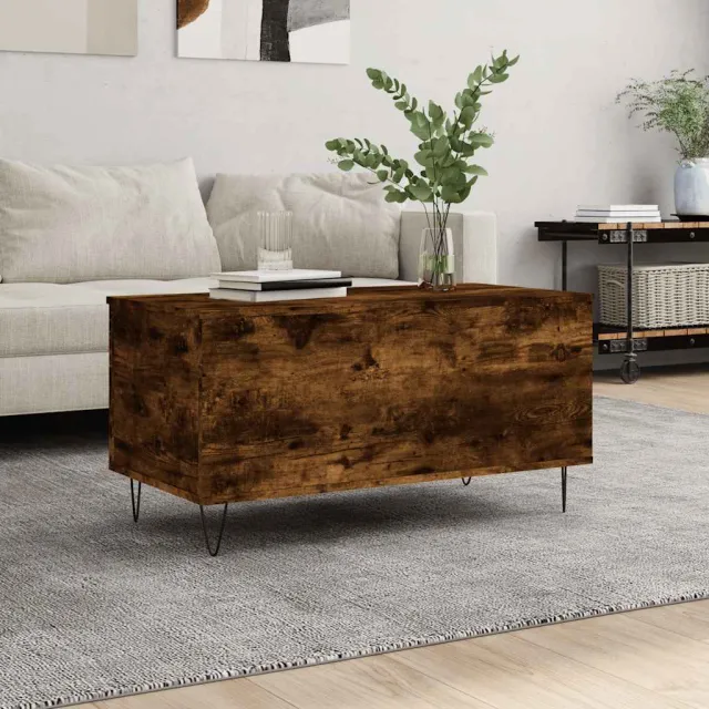 vidaXL Salontafel 90x44,5x45 cm bewerkt hout gerookt eikenkleurig, foto 2