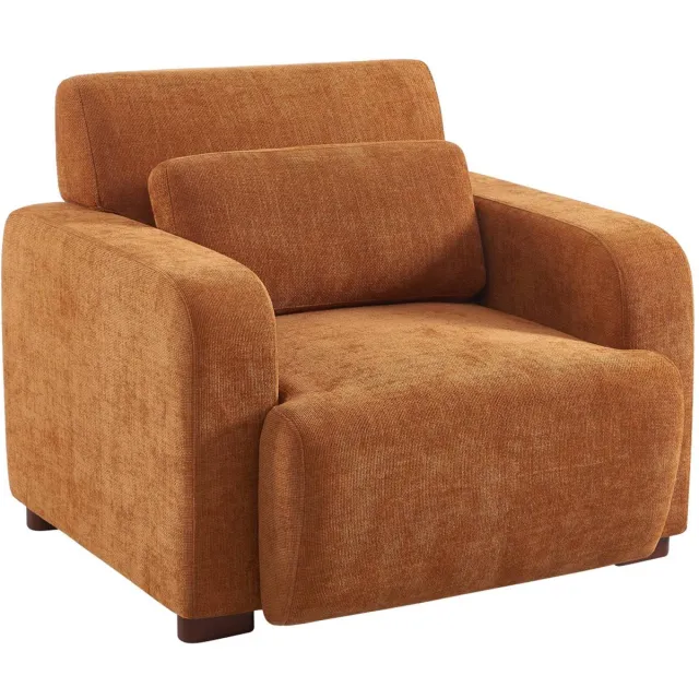 sweeek Fauteuil van stof met rubberhouten poten 1 zitplaats - dany Roestkleur