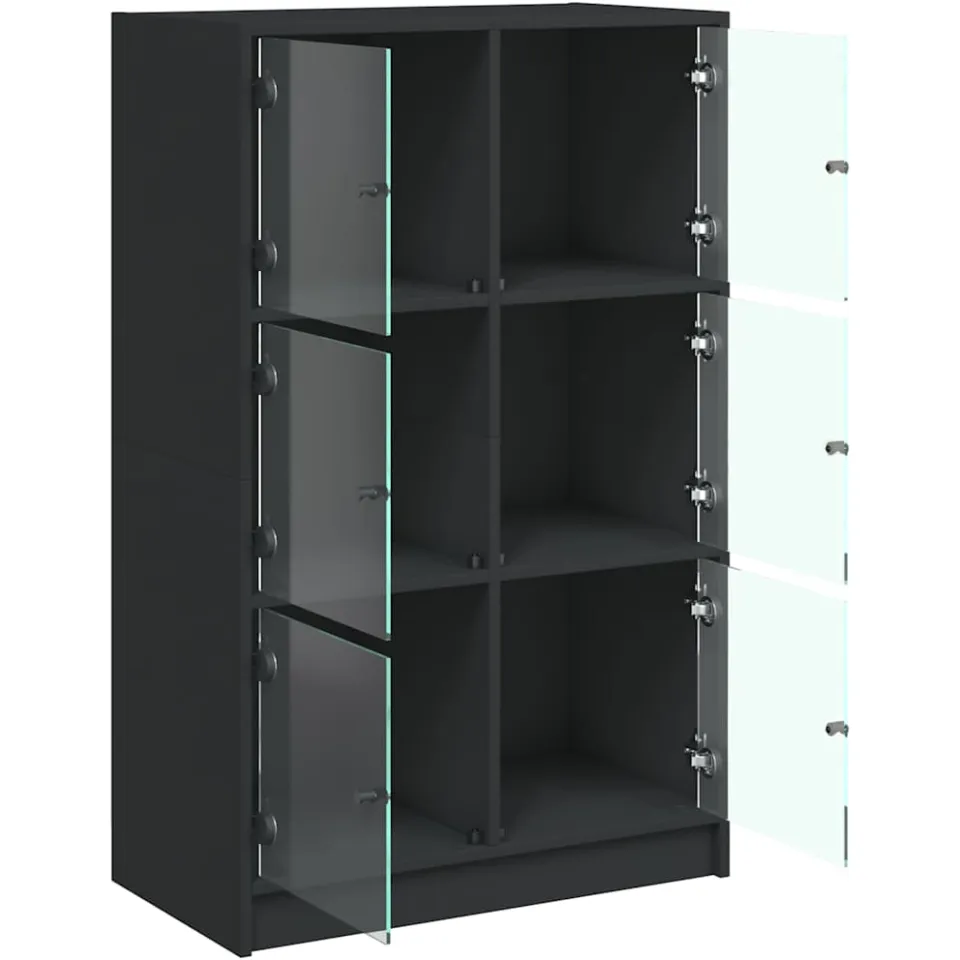 vidaXL Hoge kast met deuren 68x37x109 cm bewerkt hout zwart, foto 4