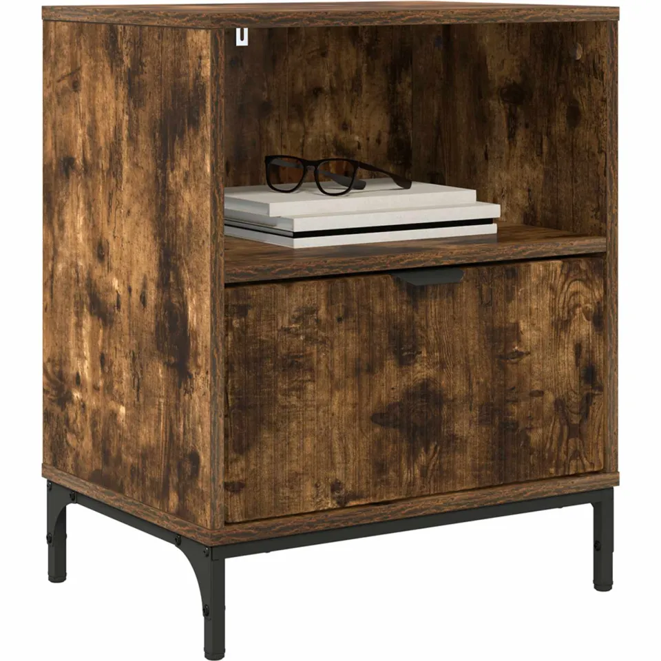 vidaXL Nachtkastje 2 st Gerookt eiken 49 x 36 x 61 cm Bewerkt hout Bruin