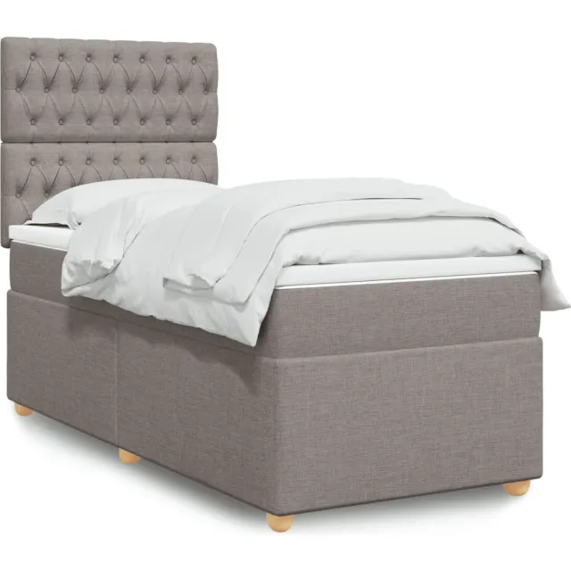 vidaXL Boxspring met matras stof taupe 100x200 cm
