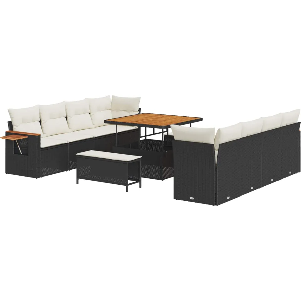 vidaXL Tuinbankenset 11 st Zwart poly rattan