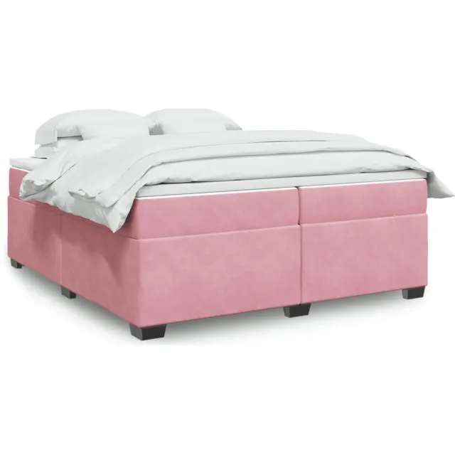 vidaXL Boxspring met matras fluweel roze 200x200 cm