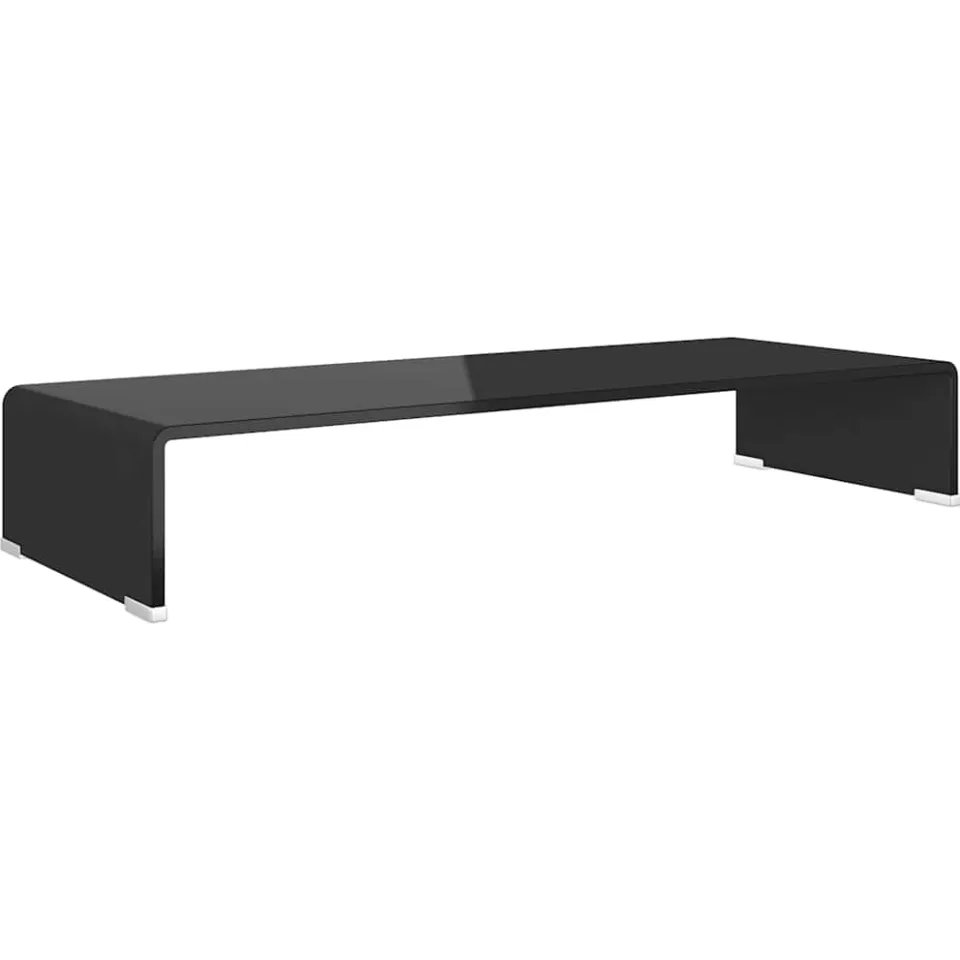 vidaXL Tv-meubel/monitorverhoger zwart 80x30x13 cm glas