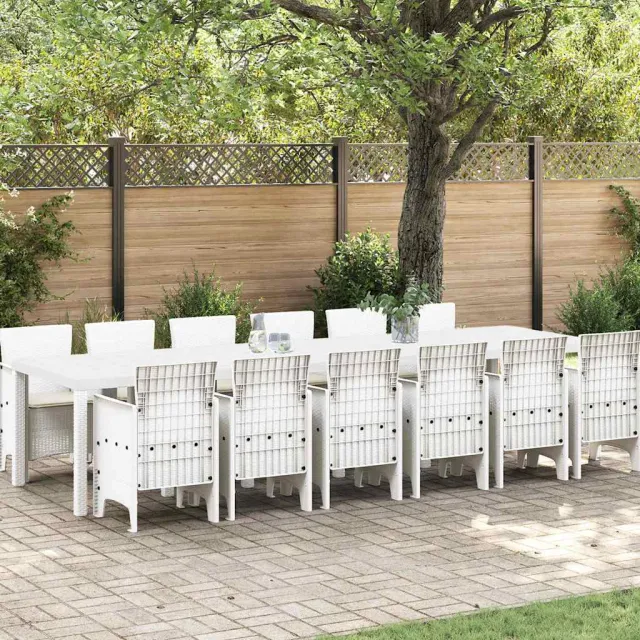 vidaXL Tuin Eetset 13 st Wit Polt riet