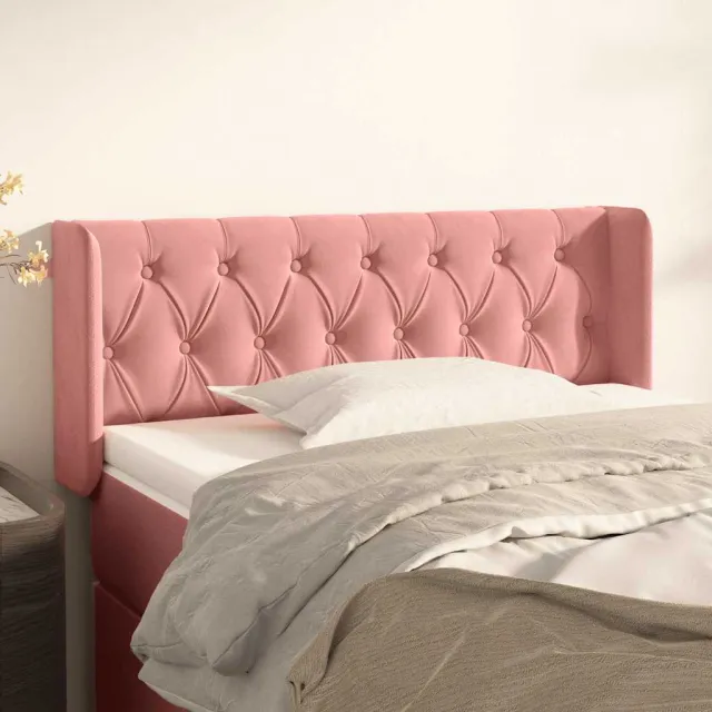 vidaXL Hoofdbord met randen 93x16x78/88 cm fluweel roze