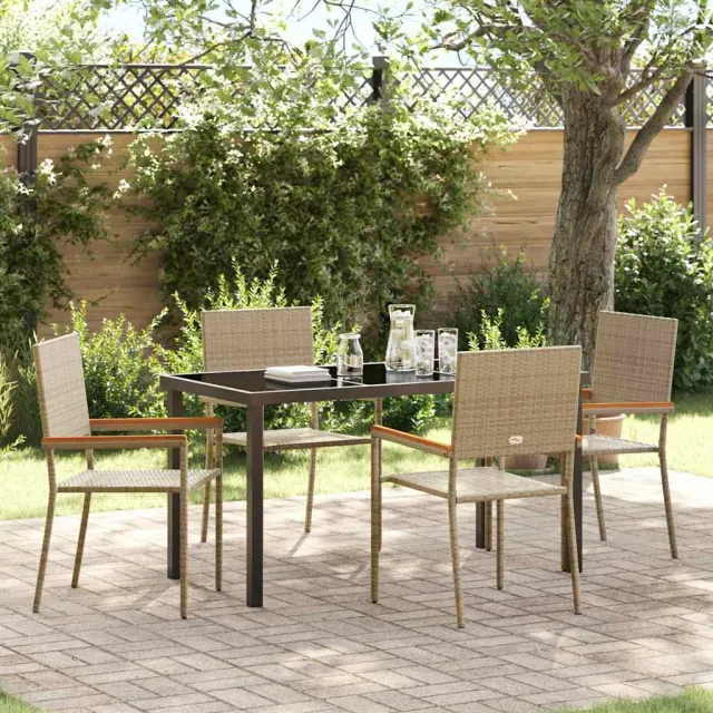 vidaXL Tuin eettafelset 5 st Beige poly rattan