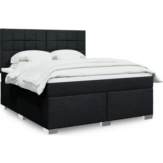 vidaXL Boxspring met matras stof zwart 180x200 cm