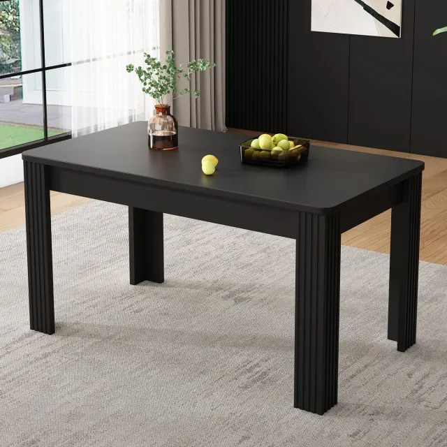 FloraGrace Eettafel - Modern Rechthoekig Ontwerp Met Stevige Vier Poten - Voor Eetkamer En Woonkamer - Spaanplaat - Zwart