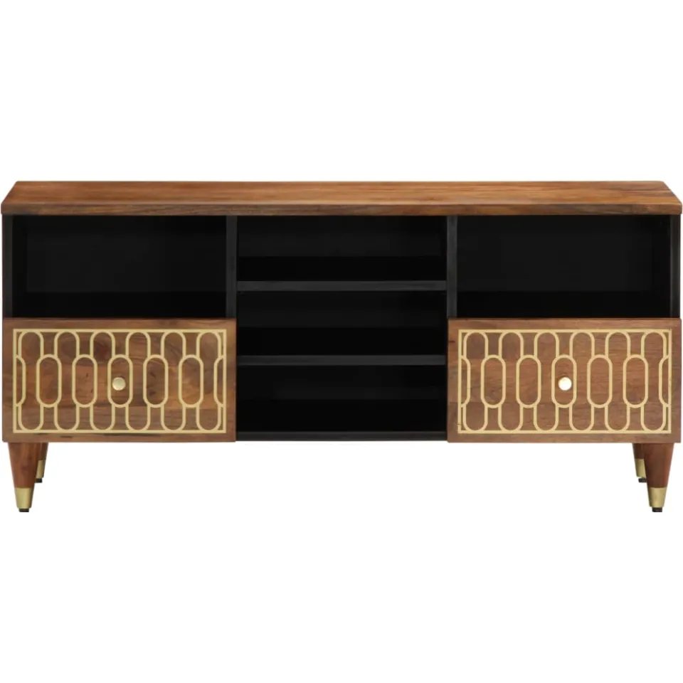 vidaXL Tv-meubel 100x33x46 cm massief mangohout bruin, foto 2