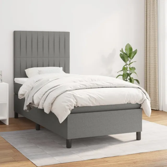 vidaXL Boxspring met matras stof donkergrijs 80x200 cm grijs