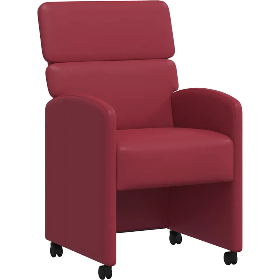 vidaXL Eetkamerstoelen met Wieltjes 2 st Kunstleer Wijnrood