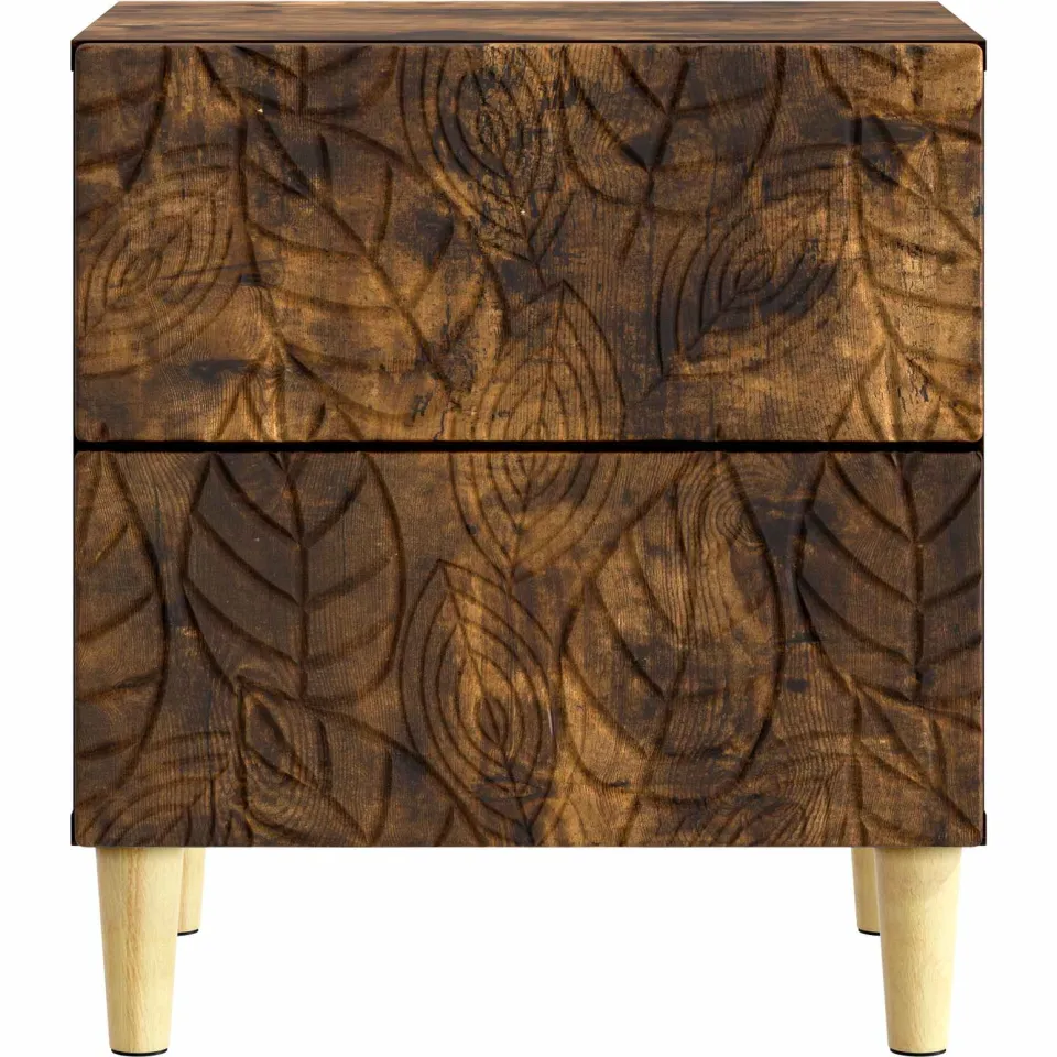 vidaXL Nachtkastje Gerookt eiken 43 x 34,5 x 48 cm Bewerkt hout, foto 4