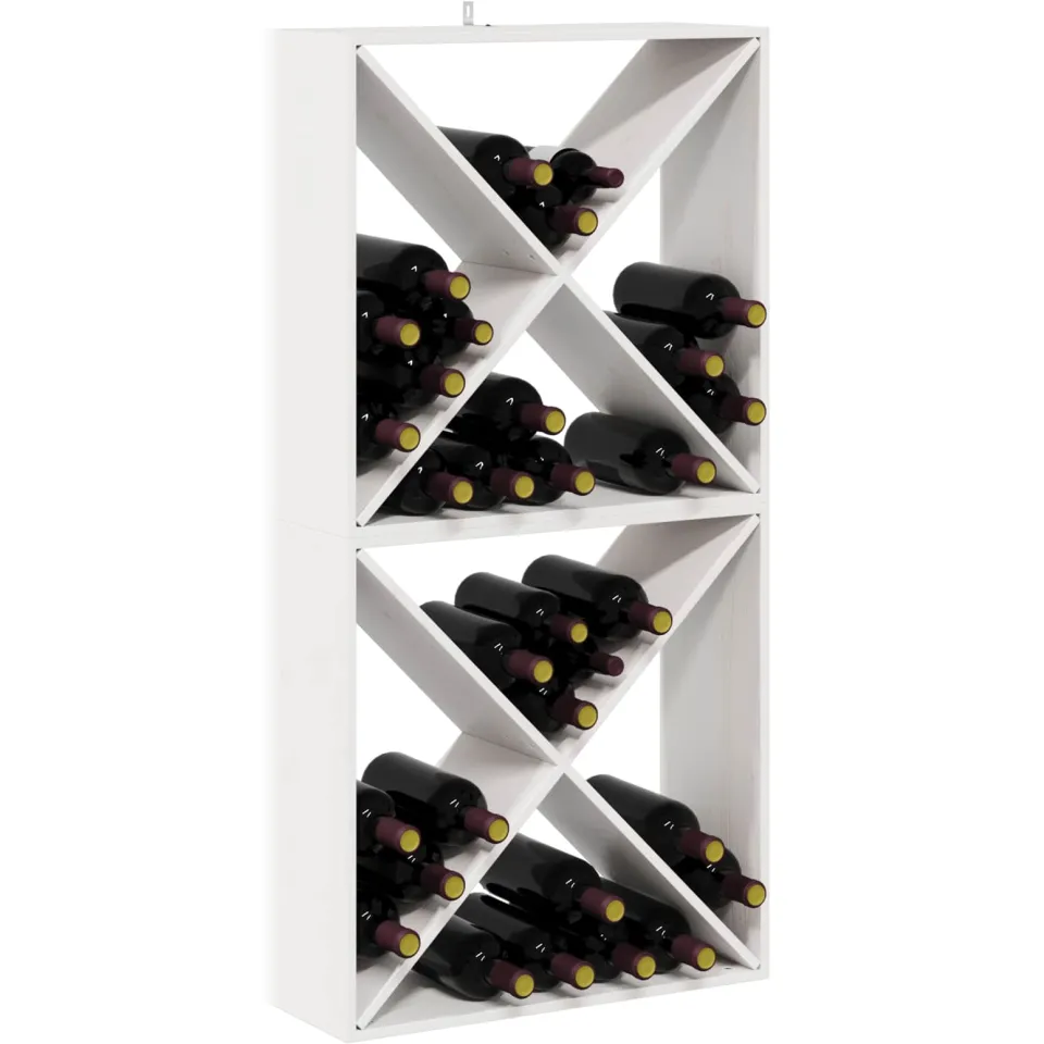 vidaXL Wijnrek 2 st Wit 62 x 25 x 62 cm Massief grenenhout, foto 3