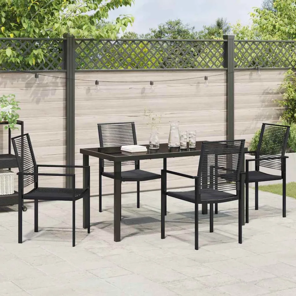 vidaXL Tuin eettafelset 5 st Zwart Gepoedercoat staal, foto 3