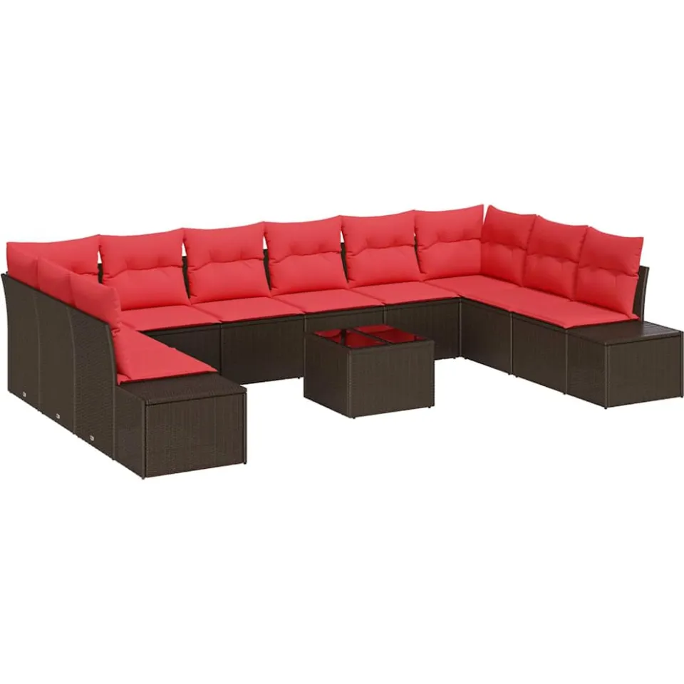 vidaXL Tuin Sofa Set 11 st Bruin poly rattan