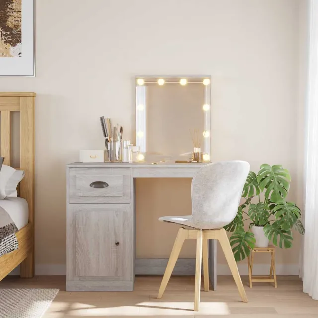 vidaXL Kaptafel met LED-verlichting 90x42x132,5 cm grijs sonoma Bruin