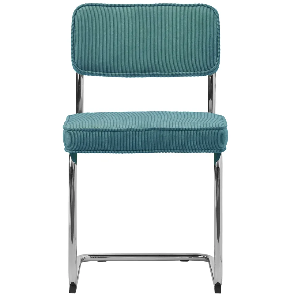 Lisomme Anne ribstof eetkamerstoel turquoise Blauw