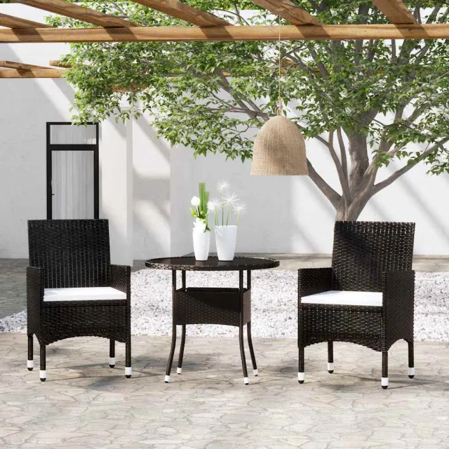 vidaXL 3-delige Tuinset poly rattan zwart, foto 2