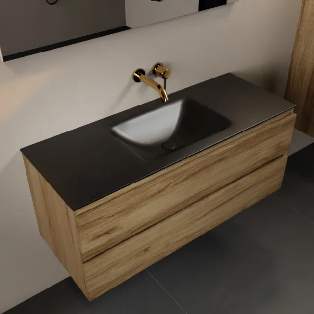 Mondiaz AIVY 120cm badmeubel Chai, wastafel Urban solid surface midden zonder kraangat met spiegel (AI-351621URBAN-NO - AI-M120CHMI - AI-S120X70)
