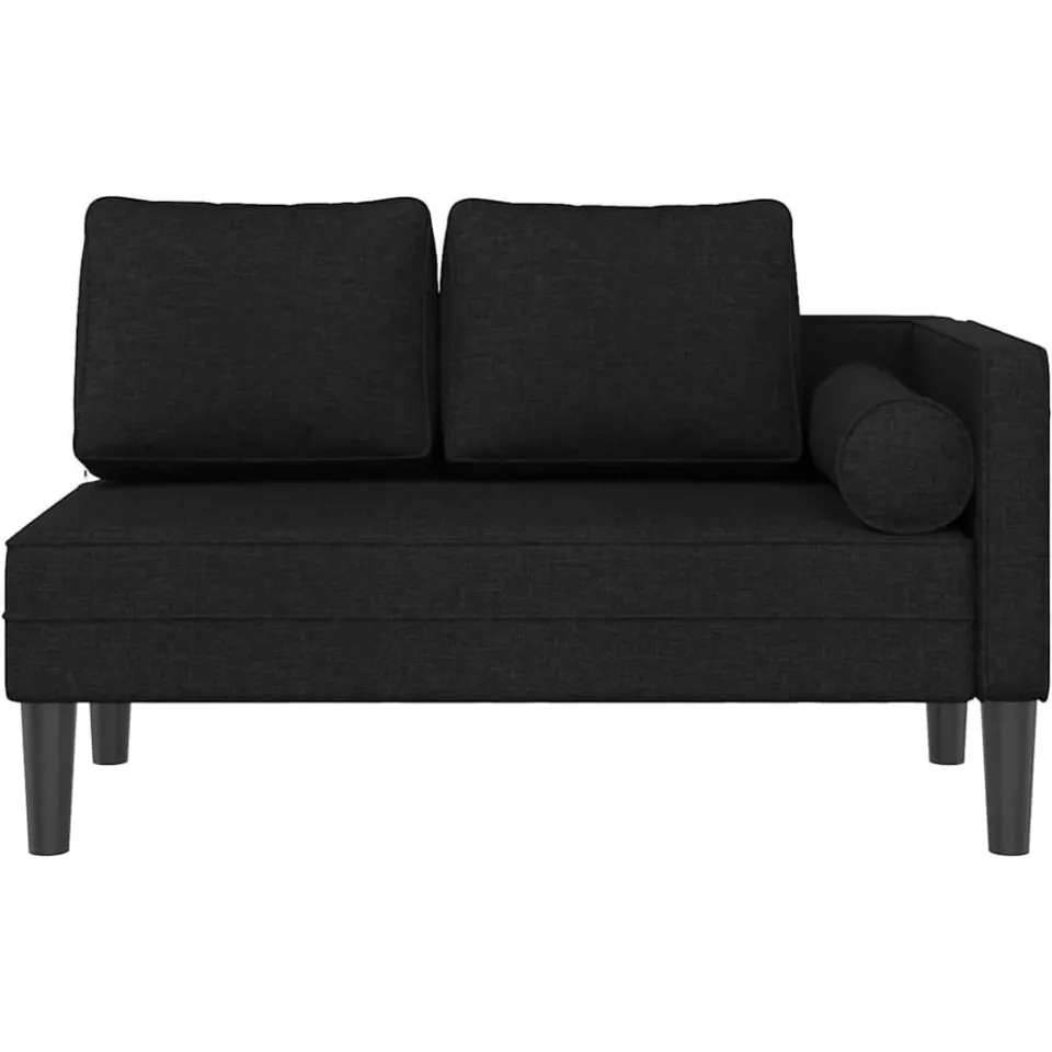 vidaXL Chaise longue met kussens stof zwart